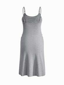 Modmama Gray Ribbed Spaghetti Strap Maternity Dress, Summer Maternity Wear, Casual Maternity Dress, Women's Casual Dress, With Breast Pads, Maternity Wear, Maternity Dress. Maternity Clothing Pregnancy Clothing Breastfeeding Dress Dress For Pregnant Women
