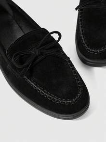 女士时尚休闲百搭通勤平底鞋 - 黑色 - 查看 8