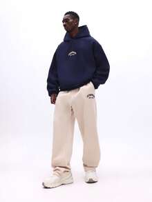 SUMWON Men Oversized Pullover Hoodie With Drawstring And Centre Pocket Winter Streetwear Casual Sweatshirt Paired With Contrast Sweatpant Set - Multicolor - View 6