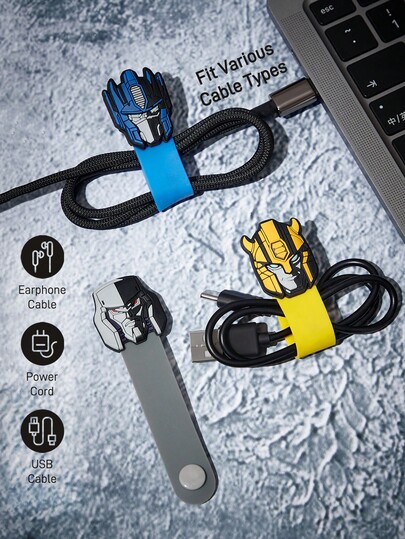 Transformers X SHEIN 3 Pcs  Cartoon Data Cable Storage Clip Travel Earphone Charging Cable Organizing Clip Home Multi-Functional Cute Winding Cable Organizer, Suitable For Various Cable Storage