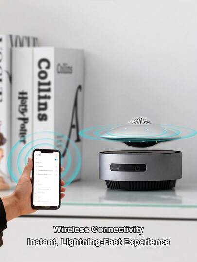 Teckwe UFO Magnetic Levitation Bluetooth Speaker Premium Magnetic Levitation UFO Speaker Bluetooth-Connected Black Tech, Elegant Desktop Ornament Black Tech Magnetic Levitation Bluetooth Speaker UFO-Shaped Desktop Decoration, High-End Texture & Clear Audio Gift-Grade UFO Magnetic Levitation Speaker
