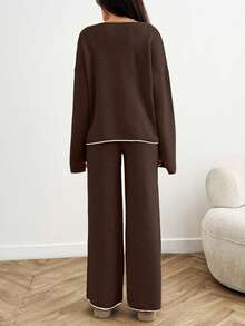 EURMUSE Women's Ribbed Knit Sweater Beige Pullover Suitable For Winter - Brown - View 6