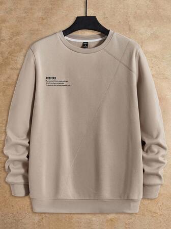 Manfinity BRENVOR Sudadera casual de cuello redondo de manga larga con estampado de lema para hombre