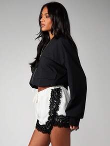 MISSGUIDED 女士抽绳短裤，蕾丝边饰细节，休闲夏季家居睡裤 - 彩色 - 查看 3