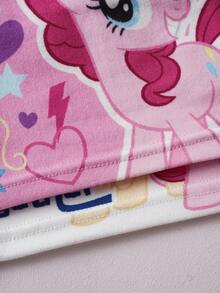 My Little Pony X SHEIN 2件装 女童可爱卡通字母爱心图案撞色包边打底吊带背心
