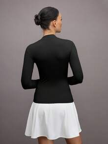 Activina 半拉链拇指孔运动套头衫 黑色拉链运动衫 - 黑色 - 查看 3