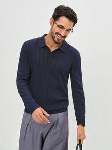 Manfinity CityGents Áo len dài tay cổ polo trơn màu thường ngày cho nam, Thu/Đông - Nhiều màu - Xem 4