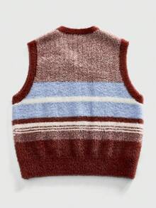 ROMWE MEN Street Life Men's Casual Striped V-Neck Knitted Vest, Autumn/Winter - Multicolor - View 2