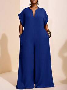 Veslaya 2025 Nouvelle combinaison courte vintage à col en V de couleur chocolat pour femmes grandes tailles, été