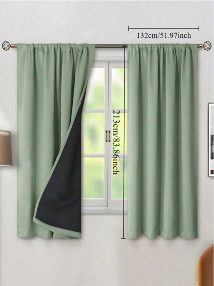 1pc Blackout Curtains, Thermal Insulated & UV Blocking Curtains For Living Room & Bedroom, Suitable For Darkening Rooms And Home Decor, Autumn/Winter - Green - View 16