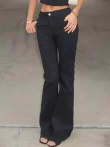 Sydney Algeri 高腰丹寧鈴擺褲 - 黑色 - 查看 3