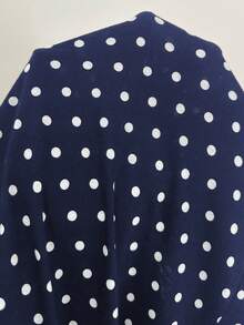 SHEIN Unity Váy chữ A tay đèn lồng chấm bi và ren đen, eo thắt eo, thanh lịch cho kỳ nghỉ, bãi biển, khách dự tiệc cưới, trang phục hàng ngày, xuân/thu - Màu xanh hải quân - Xem 8