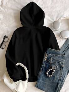 Hanorac casual cu mânecă lungă și imprimeu cu funde pentru adolescente