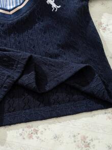 Souflis Souflis Set de 2 piezas de top de manga larga con cuello y pantalones casuales estilo francés retro para niños pequeños, adecuado para la escuela, salidas, fiestas y talla grande ocasiones - Multicolor - Ver 8