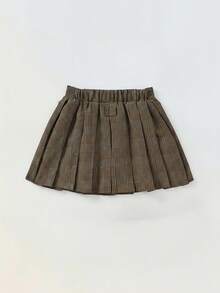 Maija Kids Maija Kids Young Girl Plaid Fabric Pleated Skirt With Belt Thanksgiving Outfits For Girls Suitable For All Seasons Daily Wear Seasons - Spring, Summer, Autumn, Winter, Great Christmas Gift For Young Girls - Brown - View 2