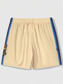 ROMWE MEN Prep Spring/Summer Casual Graphic Men'S Letter Print Contrast Color Drawstring Waist Pocket Casual Shorts - Multicolor - View 2