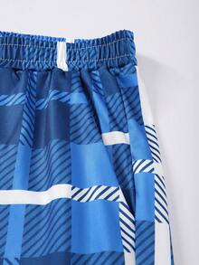 Velminro Men's Deer Print Round Neck Short Sleeve T-Shirt And Plaid Wide Leg Pants Pajama Set Men Matching Set Men 2 Piece Set Men 2pc Set Men 2 Piece Set Cotton Men Pajama Set