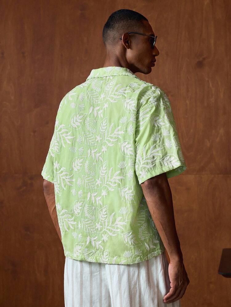 Men's Woven Casual Loose Fit Short Sleeve Solid Color Shirt