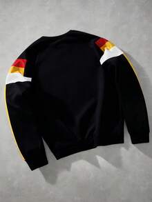 Aesthetic Post--Men's Raglan Sleeve Sporty Casual Colorblock Pullover Sweatshirt,Men's Sportswear,Tracksuit,Short Academia,Baggy - Multicolor - View 3
