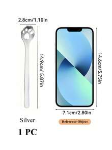 1 chiếc thìa rỗng bằng thép không gỉ hình bàn chân mèo, thìa trộn, xẻng xúc bánh tráng miệng, khuôn tạo hình bánh quy, thìa khuấy kem trà cà phê đường, quà tặng Giáng sinh, dụng cụ làm bánh tiệc, 5,9 inch, đồ dùng học tập - Nhiều màu - Xem 14