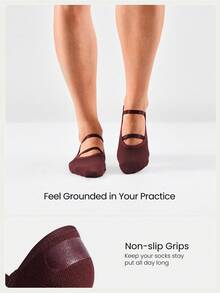 GLOWMODE 3 Pairs Yoga & Pilates Non-Slip Grip Socks With Seamless Toe Construction Yoga Daily - Red You - View 2