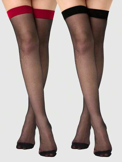 Anime 1 Pair Pure Minimalist Style Over-The-Knee Socks, Sexy White Solid Color School Uniform High Socks, Ultra Thin Elastic See-Through Stockings