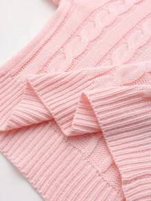 SHEIN Franclia Women's Casual Fashion Loose Fit Heart Embroidery Sweater, Versatile & Minimalist Design, Suitable For Autumn/Winter - Pink - View 6