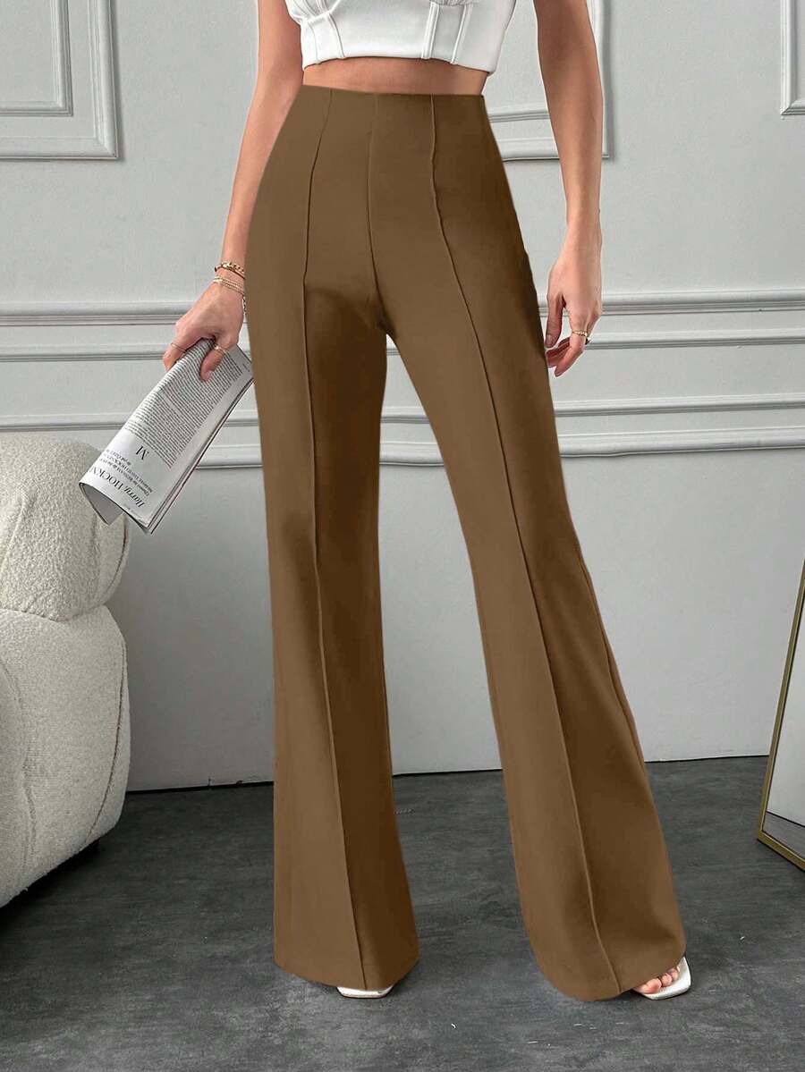 SHEIN Tall Tall Women's Loose-Fitting Exposed Seam Wide Leg Pants - Camel - View 1