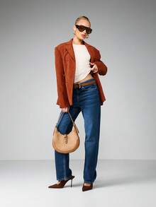 MISSGUIDED Corduroy Blazer Jacket With Button Closure And Notch Lapels For Professional Office Wear - Brown - View 4