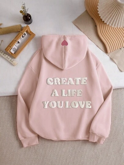 INAWLY 字母印花卫衣，泡沫印花卫衣，秋季女装，姐妹装，时尚单品，时尚上衣，美学卫衣，兄弟姐妹礼物，送给姐姐的礼物，送给妈妈的礼物，节日礼物，休闲简约时尚上衣