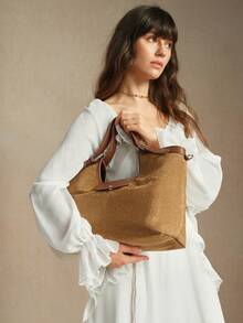 SHECARRY WOMEN SUEDE DALIY SHOPPER BAG - Camel - View 6