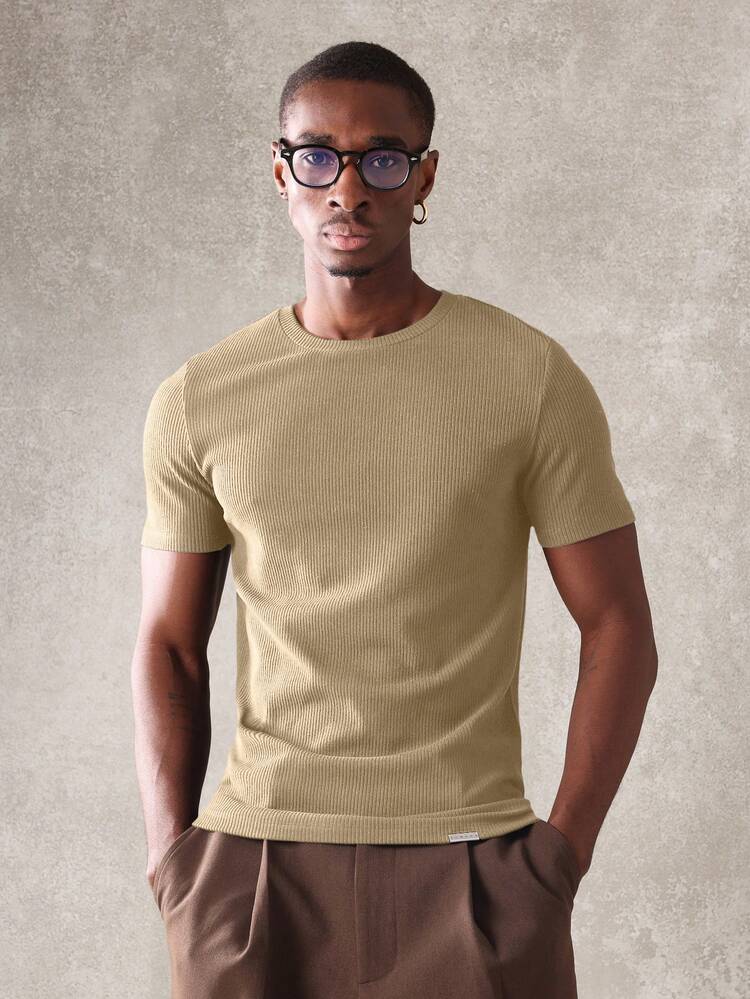 Ribbed Textured Muscle Fit Tee