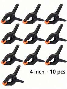 10 个装 4 英寸重型塑料弹簧夹，适用于背景支架、摄影、办公室、DIY 项目、小型重型夹子，适用于工艺品、背景支架、木工、摄影工作室；多用途弹簧夹 - 强力抓握塑料夹，适用于木工、摄影背景和工艺品、男士工具 - 黑色 - 查看 18