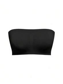 Snug Zone 5pcs Plus Size Women's Solid Color Pleated Bandeau Bra & Wireless Bra Set