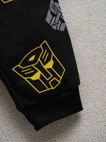 Transformers X SHEIN مجموعة بلوزة طويلة الأكمام وبنطلون رياضي للأطفال الصبية بطبعة روبوت وألوان متباينة، 2 قطعة - متعدد الألوان - مشاهدة 6