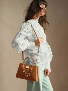 SHECARRY BOLSO DE MANO GRANDE DE MUJER DE MODA CASUAL PREVIAMENTE USADO - Marrón - Ver 6