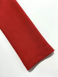 Franclia 复古V领收腰连衣裙，适合感恩节、圣诞节、新年等场合穿着 - 紅色 - 查看 6