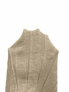 Rafferiza Váy len dệt kim gân cổ tròn tay dài màu trơn - Màu nâu  Mocha - Xem 7