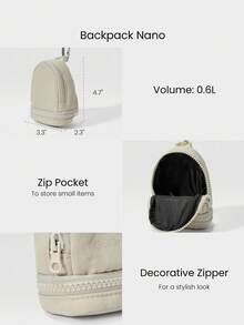 GLOWMODE 0.6L Matte Zipper Everywhere Zip Pocket Backpack Nano With Mental Clip Daily Casual Wear - Mint Green - View 5