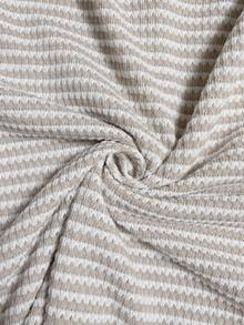 SHEIN Frenchy Áo thun tay dài kẻ sọc, đơn hàng, dáng rộng, đơn giản, dành cho nữ cỡ lớn - Nhiều màu - Xem 7