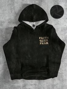 SHEIN Bolty青少年男童休闲简约Y2K风格涂鸦手绘扎染英文字母运动宽松卫衣，适合秋冬季穿着；Faith Over Fear卫衣，男童纯色卫衣，青少年常规袖卫衣。 - 彩色 - 查看 4