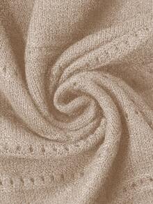 EMERY ROSE Áo len dài tay khoét vai cổ thuyền màu trơn cho nữ, thu/đông - Màu be - Xem 7