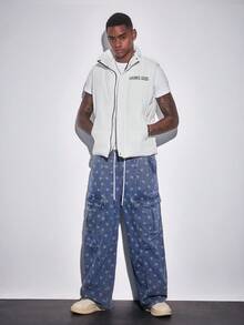 ROMWE MEN Spring Casual Graphic White Men'S Letter Print Zip Front Casual White Vest - White - View 4