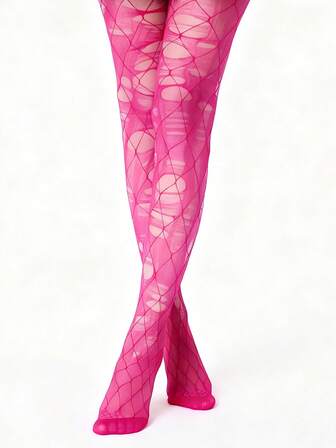 Grunge Punk 1 Paar rote einfarbige Fischernetzstrümpfe + 1 Paar rote Strümpfe, Y2K Baddie Stil Set, geeignet für den täglichen Straßenanzug