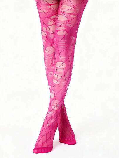 Grunge Punk 1 par de calcetines de red de color rojo sólido + 1 par de medias rojas, conjunto de estilo "Baddie" Y2K, adecuado para el uso diario en la calle