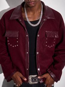 ROMWE MEN Street Life Men's Long Sleeve Casual Avant Jacket, Suitable For Christmas And Street Style, Autumn/Winter