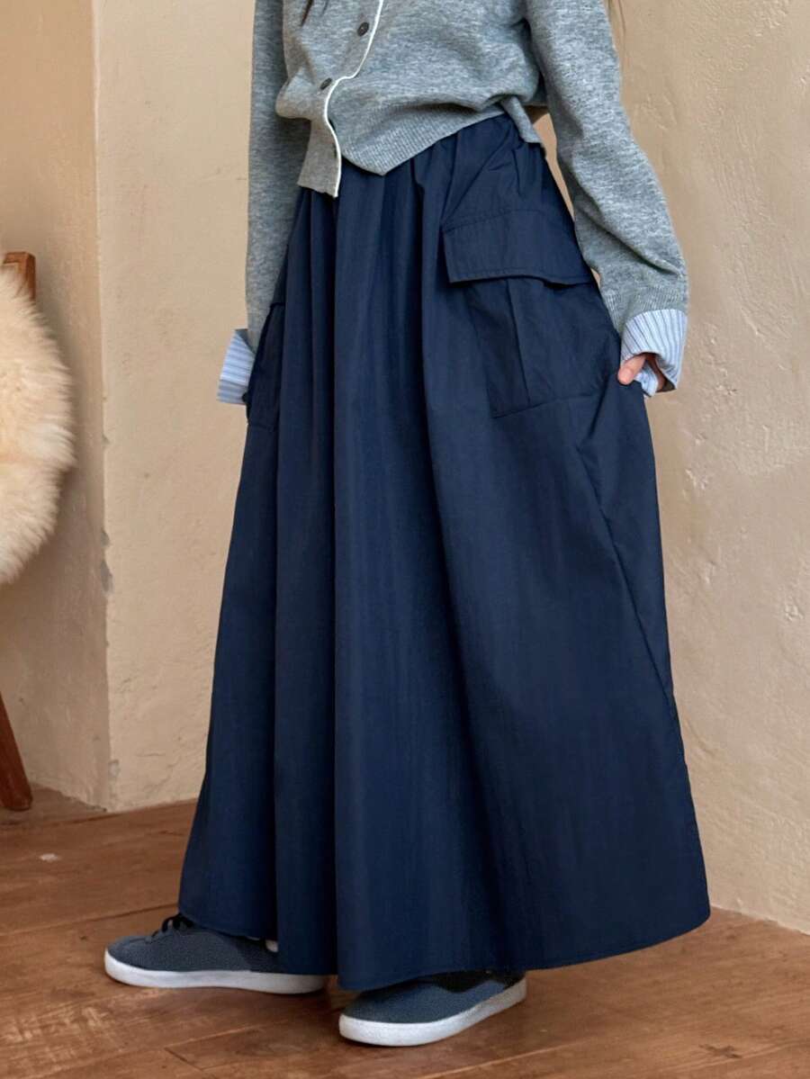 DAZY 少女秋季半身裙 - 藏蓝色 - 查看 1