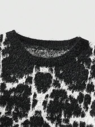 Street Life Pull ample et décontracté à col rond à manches longues avec motif tie-dye, automne/hiver