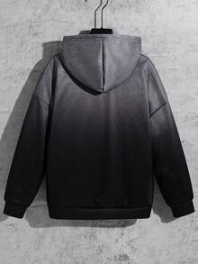 SHEIN Sudadera holgada con estampado de letras degradado en estilo coreano casual para niño preadolescente, adecuada para ir al trabajo, la escuela, uso casual diario, deportes, otoño/invierno - Gris - Ver 8