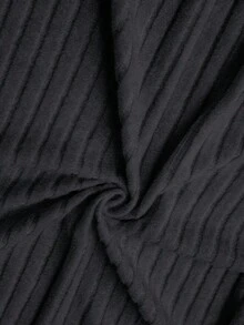EMERY ROSE Plus Size Solid Color Round Neck Long Sleeve Loose Casual Ribbed Dress - Dark Grey - View 11